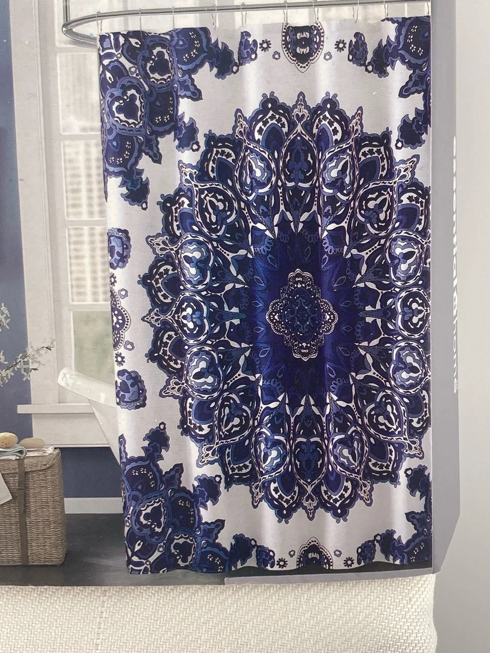 Fabric Shower Curtain Blue & White 72
